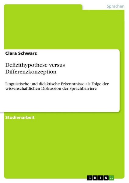 Produktbild: Defizithypothese versus Differenzkonzeption