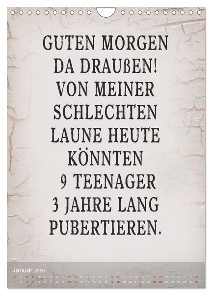 Produktbild: Ziemlich schlecht gelaunt (Wandkalender 2026 DIN A4 hoch), CALVENDO Monatskalender