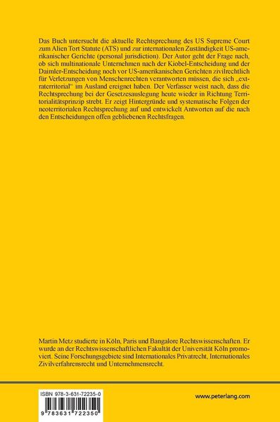 Produktbild: US-Menschenrechtsklagen und Neoterritorialismus