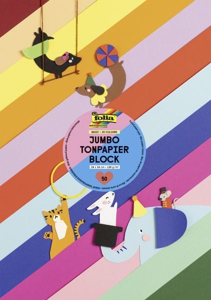 Produktbild: Folia Riesen-Tonpapierblock, 24x34cm, 50 Blatt, 25-farbig sortiert