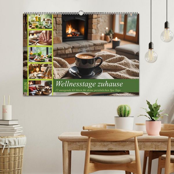 Produktbild: Wellnesstage zuhause - 12 anregende KI Ideen f&uuml;r deine pers&ouml;nlichen Spa Tage (Wandkalender 2026 DIN A2 quer), CALVENDO Monatskalender