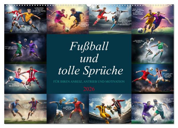 Produktbild: Fu&szlig;ball und tolle Spr&uuml;che (Wandkalender 2026 DIN A2 quer), CALVENDO Monatskalender