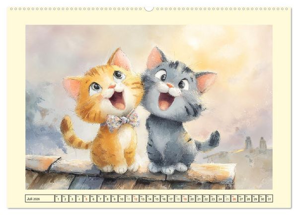 Produktbild: Pastellpf&ouml;tchen. Liebliche Katzen in sanften Farben (Wandkalender 2026 DIN A2 quer), CALVENDO Monatskalender