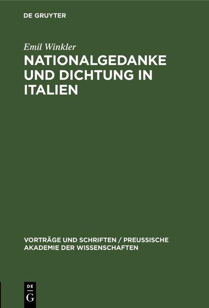 Produktbild: Nationalgedanke und Dichtung in Italien