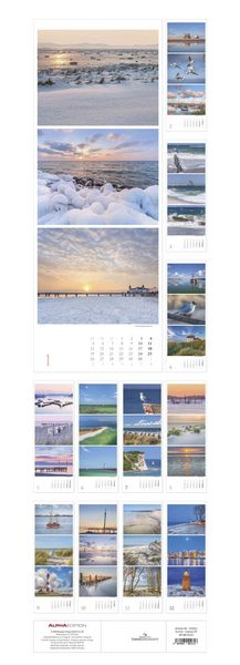 Strandgeflüster - Momente am Meer 2026 - Streifenkalender XXL 25x69 cm - Bildkalender im Hochformat - Wandkalender - Wandplaner - Strandkalender - Deu
