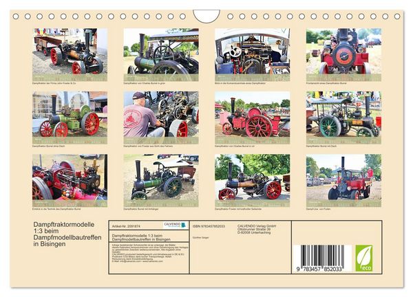 Produktbild: Dampftraktormodelle 1:3 beim Dampfmodellbautreffen in Bisingen (Wandkalender 2026 DIN A4 quer), CALVENDO Monatskalender