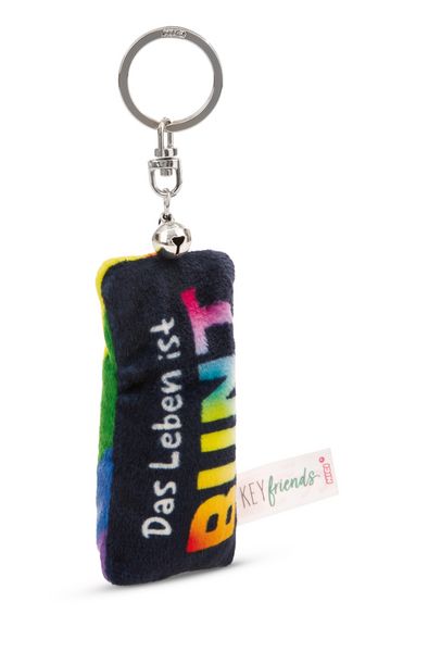 Produktbild: Schl&uuml;sselanh&auml;nger Mini Pl&uuml;schkissen Das Leben ist bunt m. Gl&ouml;ckchen