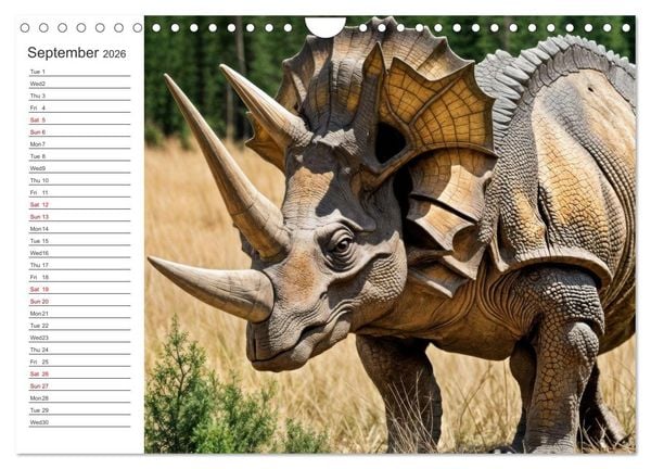 Produktbild: AI Dino Delights Mesmerizing Views of Prehistoric Life (Wall Calendar 2026 DIN A4 landscape), CALVENDO 12 Month Wall Calendar