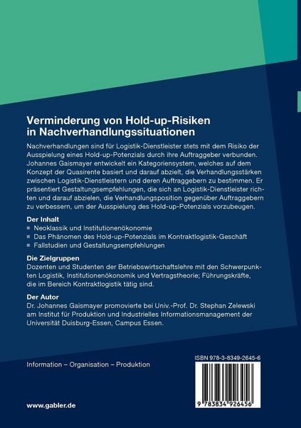 Produktbild: Verminderung von Hold-up-Risiken in Nachverhandlungssituationen