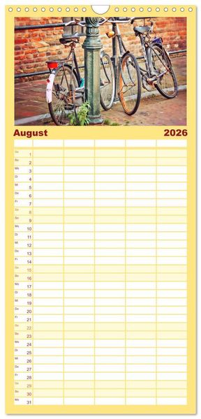 Produktbild: Familienplaner 2026 - Stadtfahrrad mit 5 Spalten (Wandkalender, 21 x 45 cm) CALVENDO