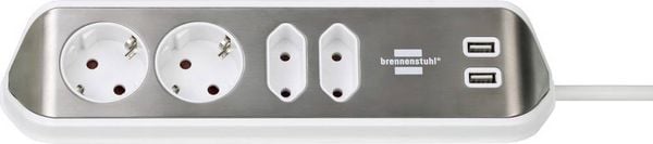 Produktbild: Brennenstuhl 1153590420 Tischsteckdose 1 St&uuml;ck Silber, Wei&szlig; Schutzkontakt 1St.