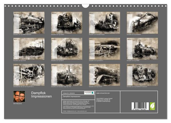 Produktbild: Dampflok Impressionen (Wandkalender 2026 DIN A3 quer), CALVENDO Monatskalender