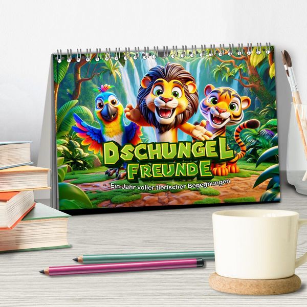 Produktbild: Dschungel-Freunde: Ein Jahr voller tierischer Begegnungen (Tischkalender 2026 DIN A5 quer), CALVENDO Monatskalender