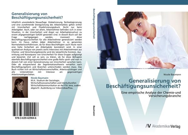 Produktbild: Generalisierung von Besch&auml;ftigungsunsicherheit?