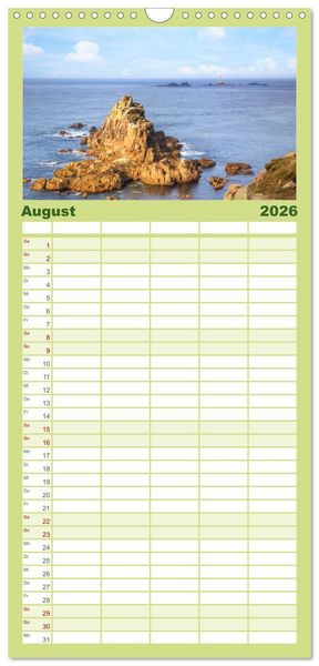 Produktbild: Familienplaner 2026 - Cornwall mit 5 Spalten (Wandkalender, 21 x 45 cm) CALVENDO