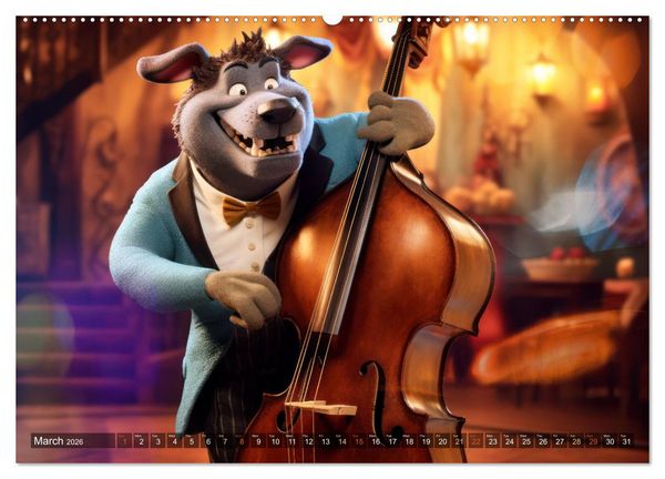 Produktbild: Cat dog music band (Wall Calendar 2026 DIN A2 landscape), CALVENDO 12 Month Wall Calendar