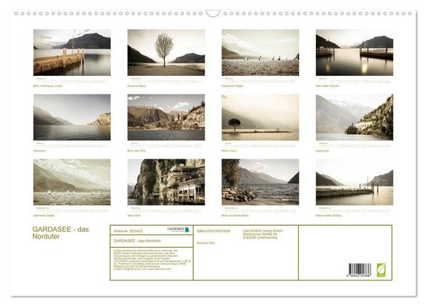 Produktbild: GARDASEE - das Nordufer (Wandkalender 2026 DIN A2 quer), CALVENDO Monatskalender