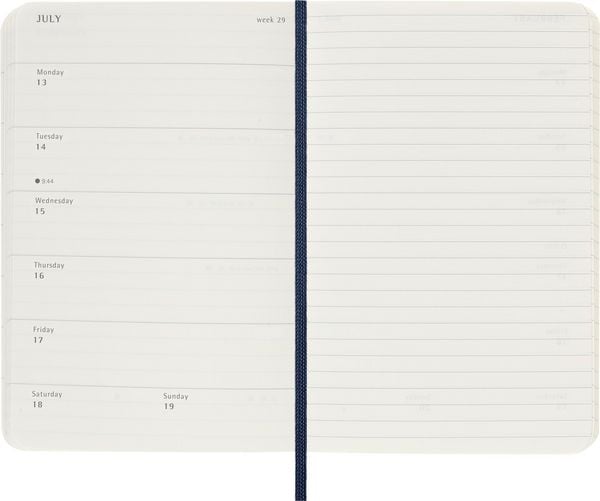 Produktbild: Moleskine 18 Monate Wochen Notizkalender 2025/2026, Pocket/A6, 1 Wo = 1 Seite, rechts linierte Seite, Weicher Einband, Saphir
