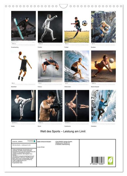 Produktbild: Welt des Sports &ndash; Leistung am Limit (Wandkalender 2027 DIN A3 hoch), CALVENDO Monatskalender