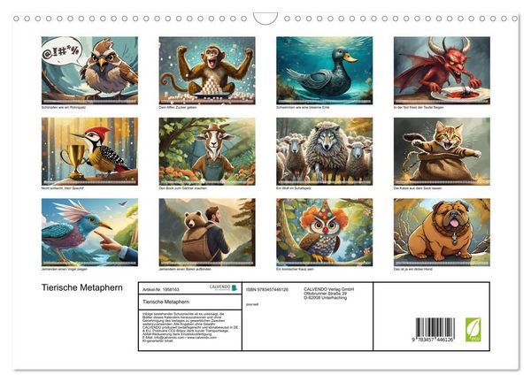 Produktbild: Tierische Metaphern (Wandkalender 2026 DIN A3 quer), CALVENDO Monatskalender