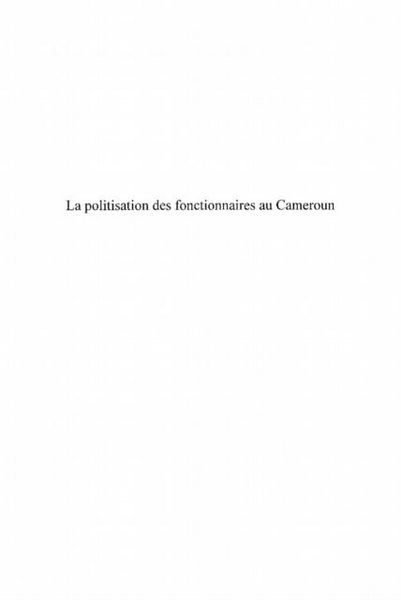 Produktbild: Politisation des fonctionnaires au camer