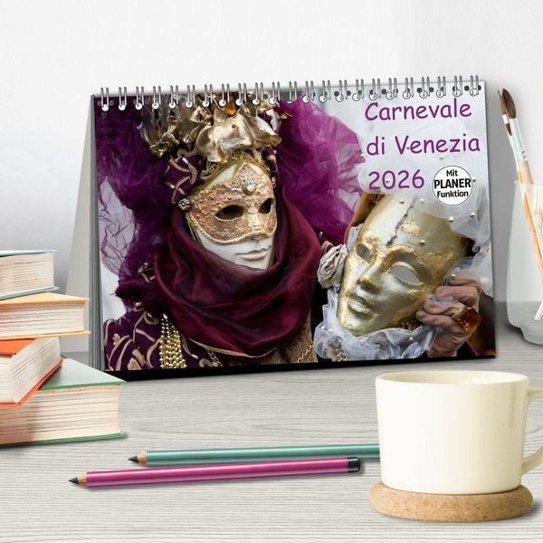 Produktbild: Carnevale di Venezia 2026 (Tischkalender 2026 DIN A5 quer), CALVENDO Monatskalender