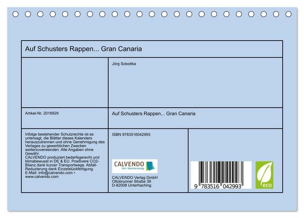 Produktbild: Auf Schusters Rappen... Gran Canaria (Tischkalender 2026 DIN A5 quer), CALVENDO Monatskalender