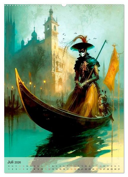 Produktbild: Venedig Karneval (hochwertiger Premium Wandkalender 2026 DIN A2 hoch), Kunstdruck in Hochglanz