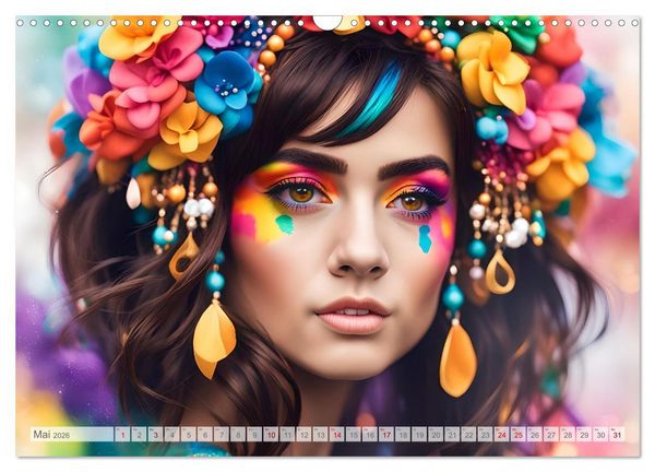 Produktbild: Farben der Weiblichkeit - Kunstvolle KI Portraits (Wandkalender 2026 DIN A3 quer), CALVENDO Monatskalender