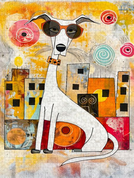Produktbild: CALVENDO Puzzle Pop-Art Hund in leuchtenden Farben | 1000 Teile Lege-Gr&ouml;&szlig;e 64x48cm Foto-Puzzle f&uuml;r gl&uuml;ckliche Stunden