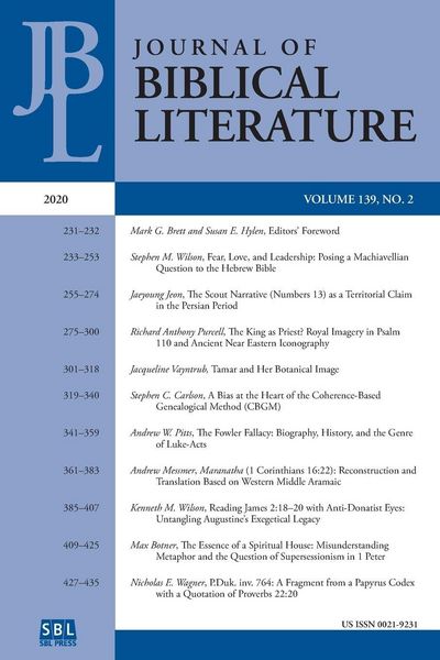 Produktbild: Journal of Biblical Literature 139.2 (2020)