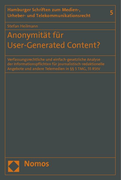 Produktbild: Anonymit&auml;t f&uuml;r User-Generated Content?