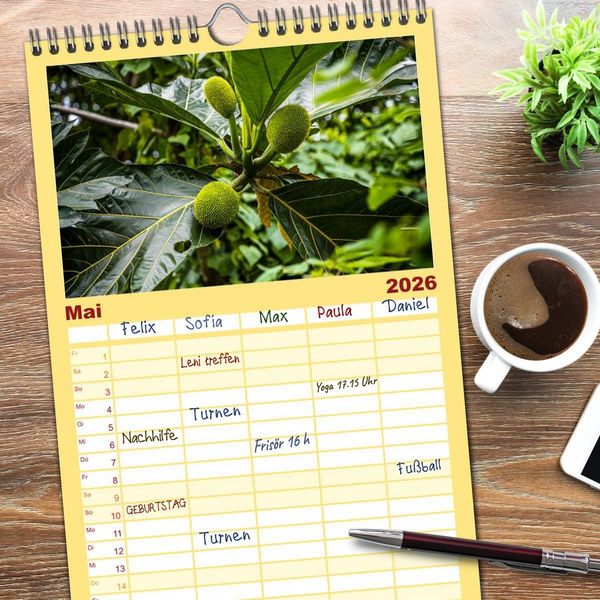 Produktbild: Familienplaner 2026 - Fr&uuml;chte der Karibik mit 5 Spalten (Wandkalender, 21 x 45 cm) CALVENDO