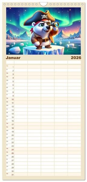 Produktbild: Familienplaner 2026 - Kleine Piraten, Gro&szlig;e Tr&auml;ume" - Ein Kalender f&uuml;r junge Entdecker mit 5 Spalten (Wandkalender, 21 x 45 cm) CALVENDO