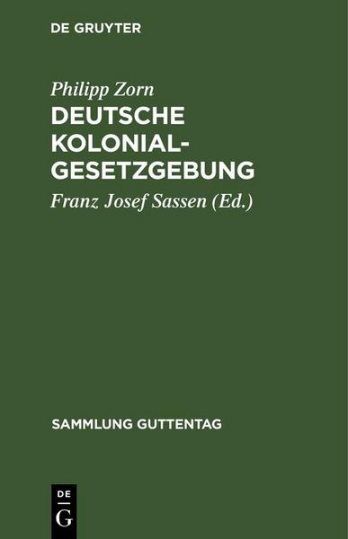 Produktbild: Deutsche Kolonialgesetzgebung