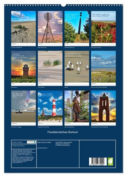 Produktbild: Facettenreiches Borkum (hochwertiger Premium Wandkalender 2026 DIN A2 hoch), Kunstdruck in Hochglanz