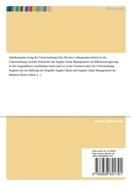 Produktbild: Supply Chain Management als Ansatz zur Effizienzsteigerung in der Logistikkette