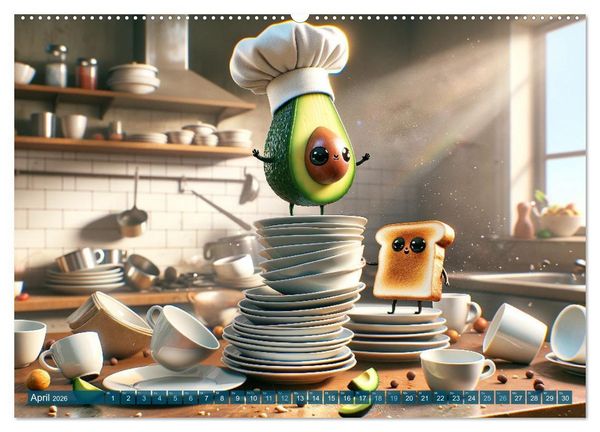 Produktbild: Avocado & Toast - K&uuml;chensp&auml;&szlig;e das ganze Jahr (hochwertiger Premium Wandkalender 2026 DIN A2 quer), Kunstdruck in Hochglanz