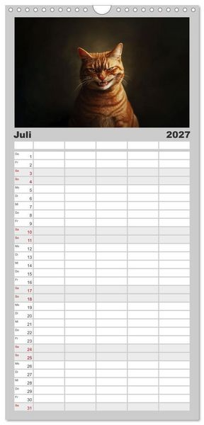 Produktbild: Familienplaner 2027 - Auch Katzen lachen gern mit 5 Spalten (Wandkalender, 21 x 45 cm) CALVENDO