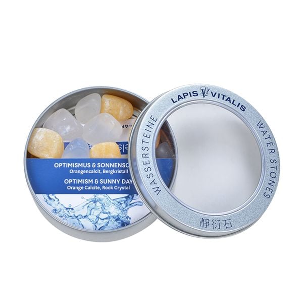Produktbild: Wassersteine Mischung "Optimismus & Sonnenschein" in Metall-Geschenkdose
