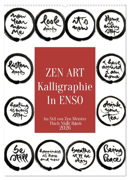 Produktbild: Zen Art Kalligraphie inspiriert von Zen-Meister Th&iacute;ch Nhất Hạnh (Wandkalender 2026 DIN A2 hoch), CALVENDO Monatskalender