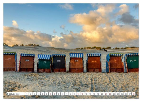 Produktbild: Strandk&ouml;rbe &ndash; Licht. Stille. Nordsee Borkum 2026 (Wandkalender 2026 DIN A4 quer), CALVENDO Monatskalender