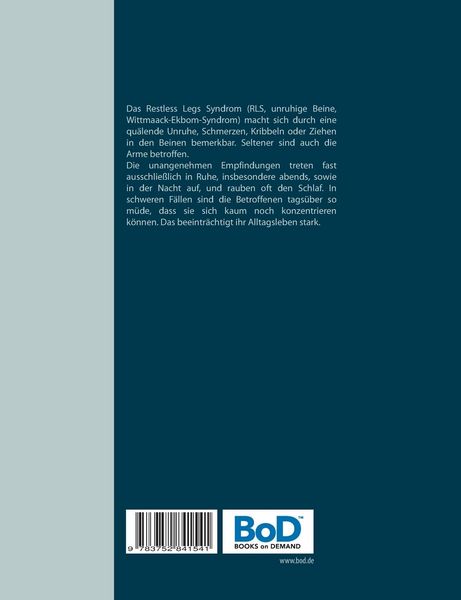 Produktbild: Unruhige Beine - das Restless Legs Syndrom - Tagebuch