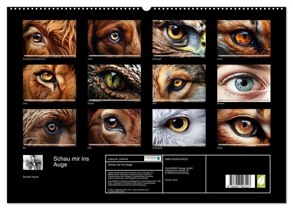Produktbild: Schau mir ins Auge (hochwertiger Premium Wandkalender 2026 DIN A2 quer), Kunstdruck in Hochglanz
