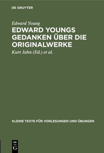 Produktbild: Edward Youngs Gedanken &uuml;ber die Originalwerke