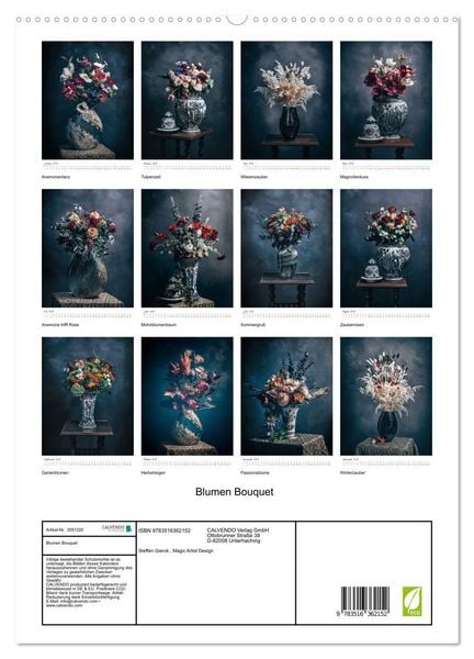 Produktbild: Blumen Bouquet (hochwertiger Premium Wandkalender 2026 DIN A2 hoch), Kunstdruck in Hochglanz