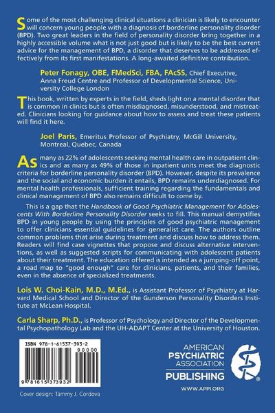 Produktbild: Handbook of Good Psychiatric Management for Adolescents With Borderline Personality Disorder