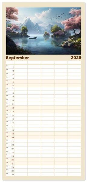 Produktbild: Familienplaner 2026 - Himmlische Landschaften des Lichts mit 5 Spalten (Wandkalender, 21 x 45 cm) CALVENDO