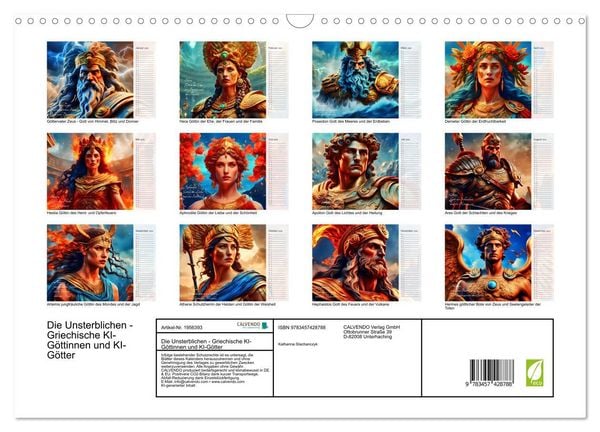 Produktbild: Die Unsterblichen - Griechische KI-G&ouml;ttinnen und KI-G&ouml;tter (Wandkalender 2026 DIN A3 quer), CALVENDO Monatskalender