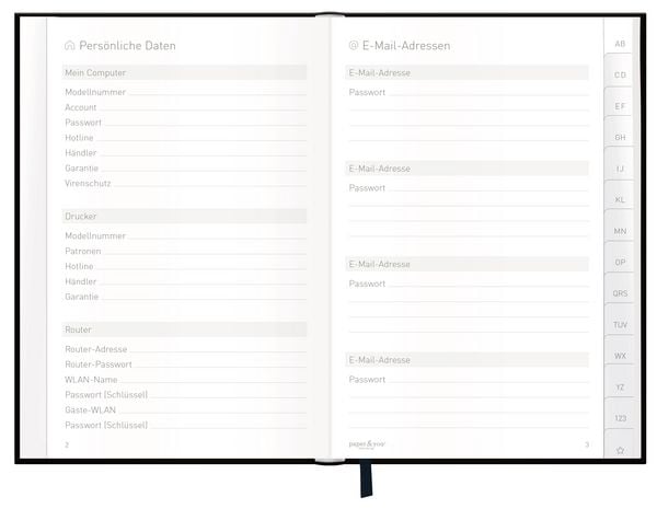 Produktbild: Passwort-Organizer A6+